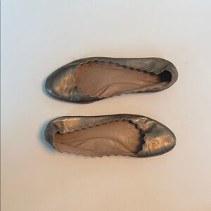 Chloé Lauren Scalloped Ballet Flats taupe metallic leather ballet flats